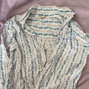 Striped Blue and White Women's Top